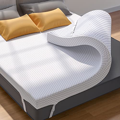 PERLECARE 3 Inch Gel Memory Foam Mattress Topper for Pressure Relief, Premium Soft Cooling Sleep, Non-Slip Design with Removable & Washable Cover, CertiPUR-US Certified - Twin