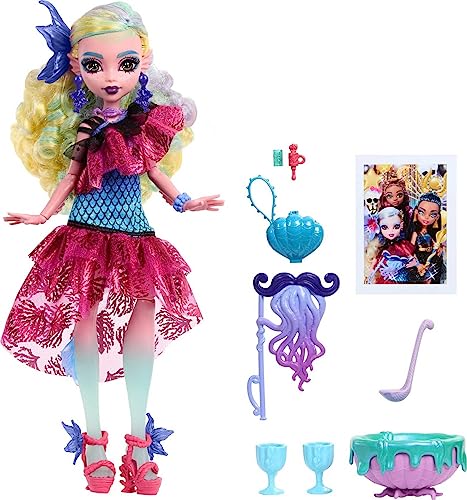 Monster High Lagoona Blue Doll in Monster Ball Party Dress with Themed Accessories Like Balloons