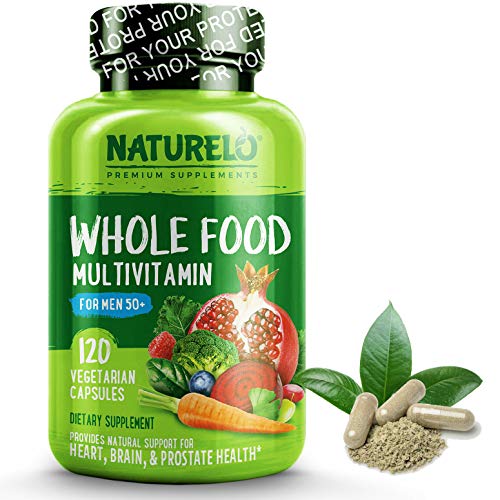 NATURELO Whole Food Multivitamin for Men 50+ - with Vitamins, Minerals, Organic Herbal Extracts - Vegan Vegetarian - for Energy, Brain, Heart and Eye Health - 120 Capsules