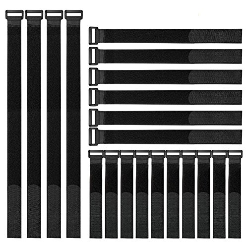 YiwerDer Reusable Fastening Cable Straps and Cable Ties Set 20 Pack(8'-12'-18'), Adjustable Multi-Purpose Hook and Loop Cord Ties to Keep Cords Organized and Tidy