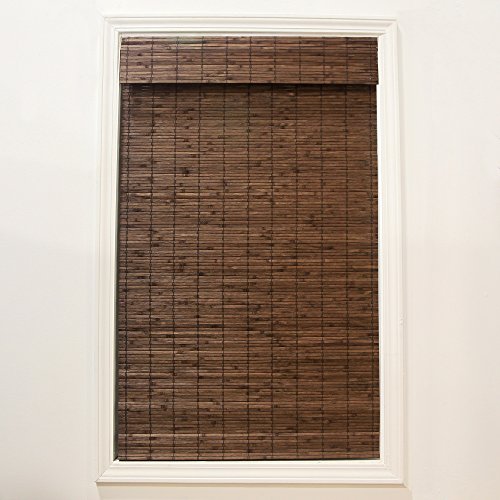 Radiance Cordless Bamboo Roman Shades for Windows - Flatstick Bamboo Blinds for Semi-Private Light Control - Easy to Lift & Fold Up Window Shades - Cocoa - 39 in. W x 64 in. L - (2216316E)