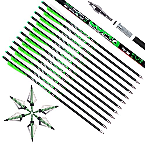 LWANO Crossbow Bolts 20 22 Inch Carbon Archery Arrows 12 Pack and 6 Pack Hunting Broadheads kit