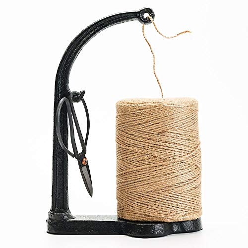 Sungmor Cast Iron Garden Twine Holder Set - 1300ft. Natural Jute Twine String & Rope Rack & Scissors - Decorative & Practical Home Arts Crafts Tools for Picture Display Gift Wrapping Packing Gardening