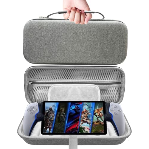 Compatible with PlayStation Portal Remote Player Carrying Case, PS Portal Hard Travel Case Storage Bag, Double Zipper Handbag EVA Shockproof Carrying Shell for PS Portal Remote Player Accessories Gray