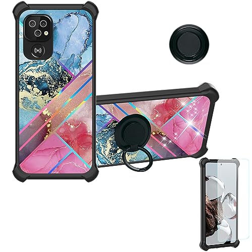 Aroepurt Case for Doro 8220 Case Compatible with Doro 8220 Phone Case Cover [with Tempered Glass Screen Protector][Hard PC + Soft Silicone][Ring Support] [Colorful Reflect Light] IMDH-WSS