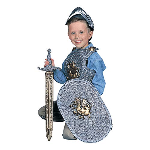 Fun Express Knight Play Set for Kids (5 piece costume set) Helmet, Chest piece, Shield and Sword