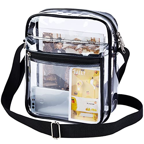 Clear Messenger Bag for Work & Business Travel for Men & Women,Stadium Approved - Transparent Cross-Body Shoulder Bag for Security & Sporting Event