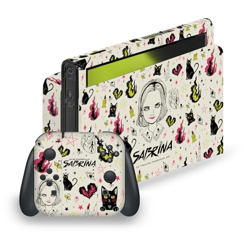 Head Case Designs Officially Licensed Chilling Adventures of Sabrina Pattern Illustration Graphics Vinyl Sticker Gaming Skin Decal Cover Compatible with Nintendo Switch OLED Bundle