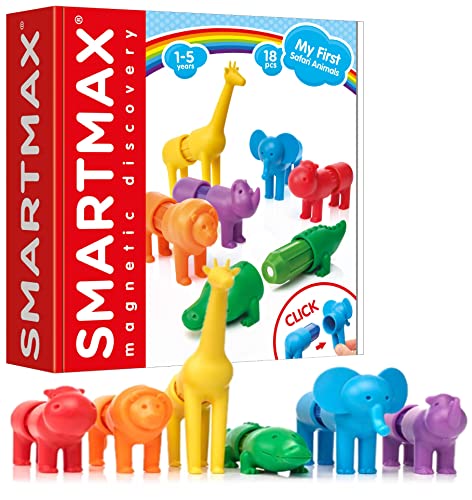 SmartMax My First Safari Animals STEM Magnetic Discovery Building Set with Soft Animals for Ages 1-5