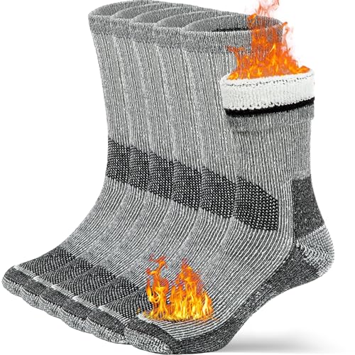 Buttons & Pleats Wool Socks for Men Women Merino Thermal Warm Cozy Winter Fuzzy Boot Sock Charcoal SM