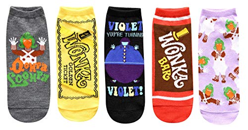 Hyp Willy Wonka and The Chocolate Factory Juniors/Womens 5 Pack Ankle Socks