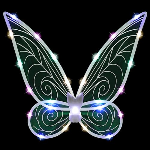 SOLIEHOO Girls Wings Light up Fairy Wings, Sparkling Sheer Wings for Women Adults Birthday Halloween Dress up Colorful
