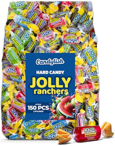Jolly Ranchers Hard Candy Assorted - 2 LB Bulk Bag (Approximately 150 Pieces) - Fruit-Flavored Party Treats