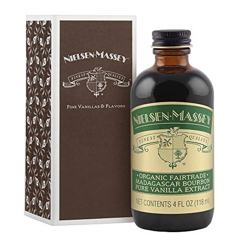 Nielsen-Massey Organic Fairtrade Madagascar Bourbon Pure Vanilla Extract for Baking and Cooking, 4 Ounce Bottle with Gift Box