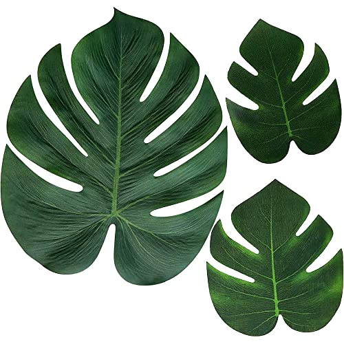 Moon Boat 120PCS Tropical Palm Leaves Plant Imitation Leaf-Hawaiian/Luau/Jungle Party Table Decorations
