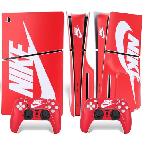 Vinyl Skin for PS5 Slim Disk Edition, Console and Controller Skins for PS5 Slim Disk Edition, Decal Sticker for PS5 Slim Skin Console and Controllers - Red Shoebox