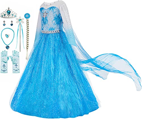 Funna Costume for Girls Princess Dress Up Costume Cosplay Fancy Party with Accessories Blue, 3T