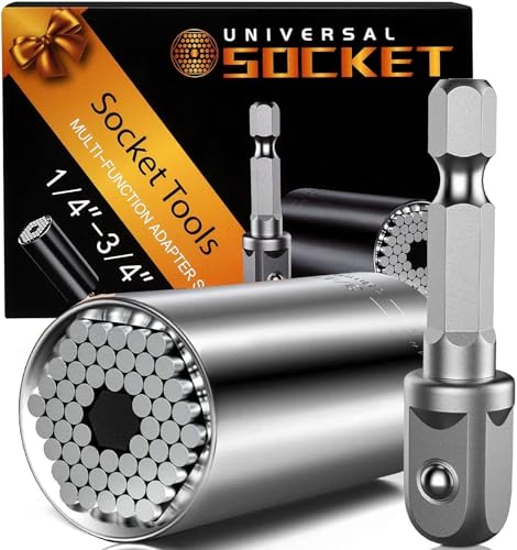 Stocking Stuffers Gifts for Adults Men-Universal Socket Tools Christmas Gifts-Super Socket Tool Set with Power Drill Adapter Grip Cool Stuff Gadgets-Unique Mens Gifts Ideas for Husband,Grandpa,Teens