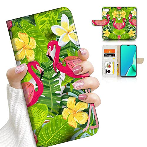 for iPhone 8, iPhone 7, iPhone 6, iPhone 6S, iPhone SE 2nd/3rd Gen, Designed Flip Wallet Phone Case Cover, A24835 Tropical Palm Flower Flamingo 24835
