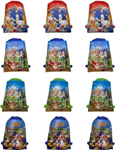 Generic 12 Pack Cute Cartoon Drawstring Bags, Gym Bags, 14inch x 11inch Gift Bags Storage Backpack Goodie Bags Party Favors Birthday Party Supplies