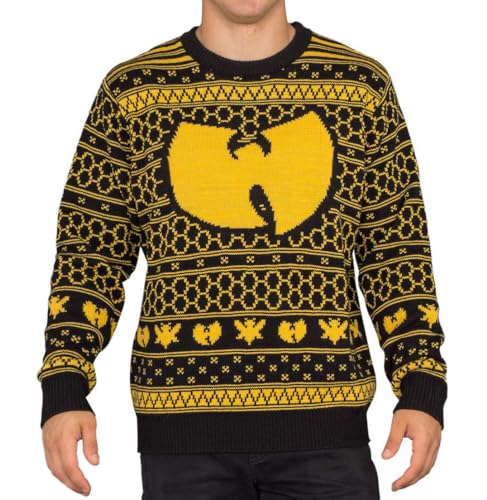 Costume Agent Wu Tang Clan Killer Bees Adult Black and Yellow Ugly Christmas Sweater (Large)