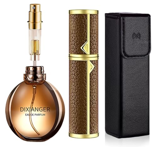 SixTmoon Refillable Perfume Atomizer Travel Essentials, Portable Empty Perfume Atomizer Bottle, Travel Size Mini Cologne Atomizers Sprayer for Men Women 5ml -Brown