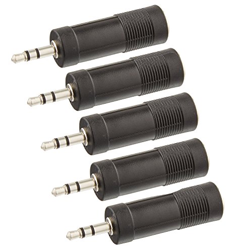 ZRAMO TH39 Professional Converter Adapter Stereo 3.5mm 1/8 Male to 6.35mm 1/4 Female Mono Audio Mic Plug Adapter Jack, Microphone Accessory-5 Piece