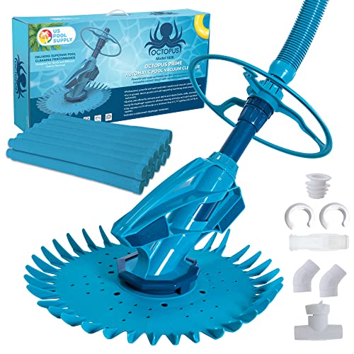 U.S. Pool Supply Octopus Prime Automatic Pool Vacuum Cleaner & Hose Set - Powerful Suction That Removes Swimming Pool Debris, Cleans Floors, Walls, Steps - Quiet Fast Cleaning Side Climbing Sweeper