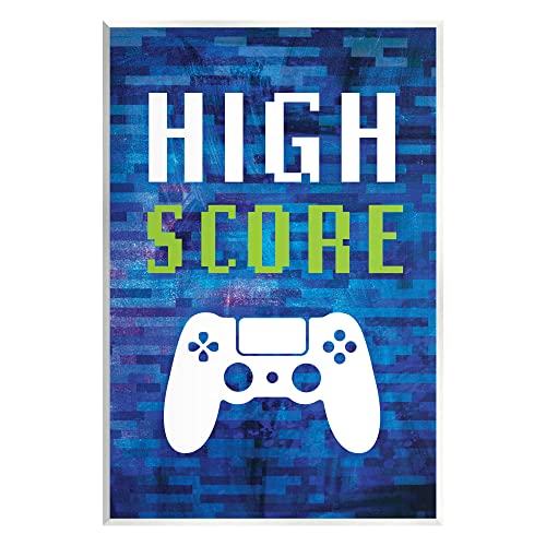 Stupell Industries High Score Pixel Style Gaming Controller Typography Wood Wall Art, Design By Victoria Barnes