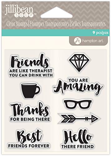 Hampton Art Clear Silicone Stamp Set for DIY Scrapbooking, Making Crafts and Decoration - Friends (9 pcs)
