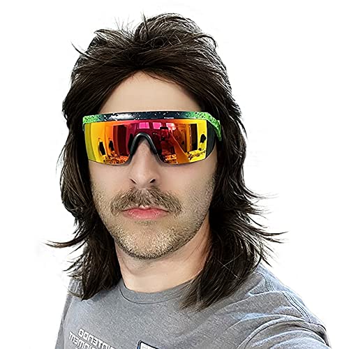 Traqur Mullet Wigs for Men 70s and 80s Theme Party Costumes Fancy Party Accessory Cosplay Wig (Black)