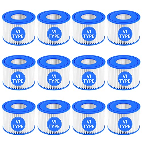 SORSWEET 12 Pack Type VI Hot Tub Filter Cartridge Compatible with Lay-Z-Spa, Coleman SaluSpa 90352E 58323 90427E