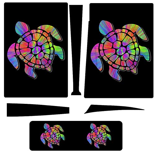 Sea Turtle Tye-Dye Sticker Compatible with P-S-5 Console and Controller Full Protector Skin Cover Wrap Decal Sticker