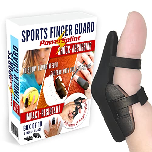 PowerSplint Sports finger guard (pack of 10) finger brace protection; impact-resistant, NO tape needed