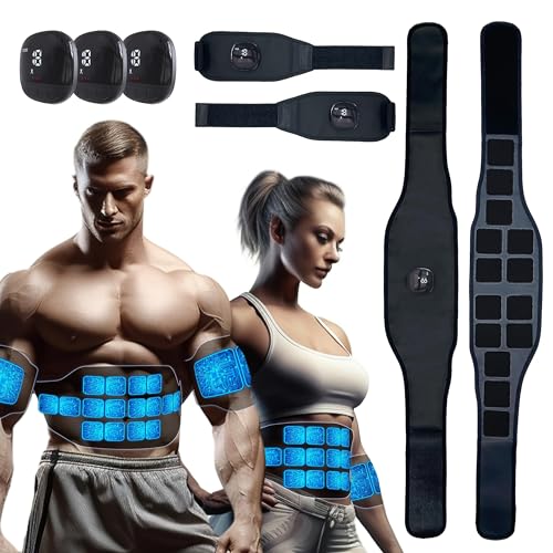 Emurdyon Ab Stimulator Belt – MHD TENS EMS Muscle Stimulator, Waist Trainer for Woman/Man, Abs Workout Equiptment Your Home Gym Exercise Gear Abdomen/Arm/Leg, Black