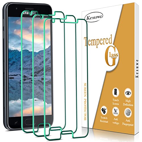 Kesuwe [3 Pack] Screen Protector For Samsung Galaxy J3 2018, J3 Achieve, J3 Star, J3 V 3rd Gen, J3 Orbit, 9H Hardness Tempered Glass, Anti Scratch, Bubble Free, Case Friendly, Easy Installation