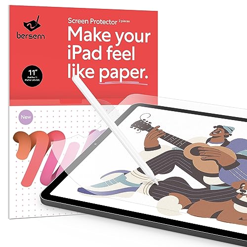 BERSEM [2 PACK] Paperfeel Screen protector Compatible with iPad Pro 11 inch (2022/2021/2020/2018 Models) / iPad Air 5th / 4th Generation (10.9 inch, 2022 / 2020), Matte PET Film for Drawing, Anti-Glare