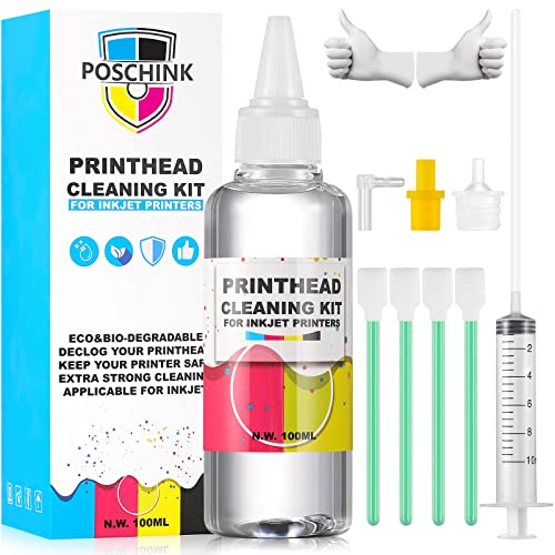 Printhead Cleaning Kit for Epson Printer Nozzle Cleaning Kit, Best Printers Printhead Cleaning Kit for HP Print Head, Printer Cleaner Kit for Brother, Inkjet Printer Head Cleaner Solution for Canon