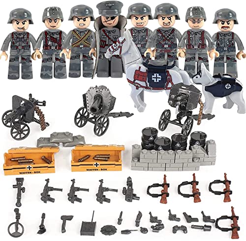 Brick Bazaar | WW2 Army Men Action Figures | German Soldiers| Army Playset | Military Gear | for Collectors and Building Block Enthusiasts | 8 Mini Figures