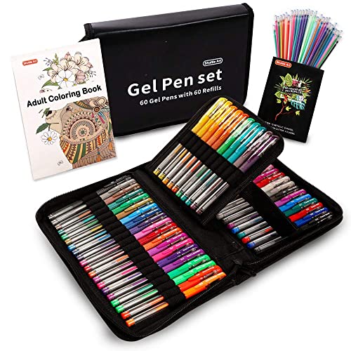 Shuttle Art Gel Pens, 120 Pack Gel Pen Set 60 Colored Gel Pen with 60 Refills for Adults Coloring Books Drawing Doodling Crafts Scrapbooking Journaling