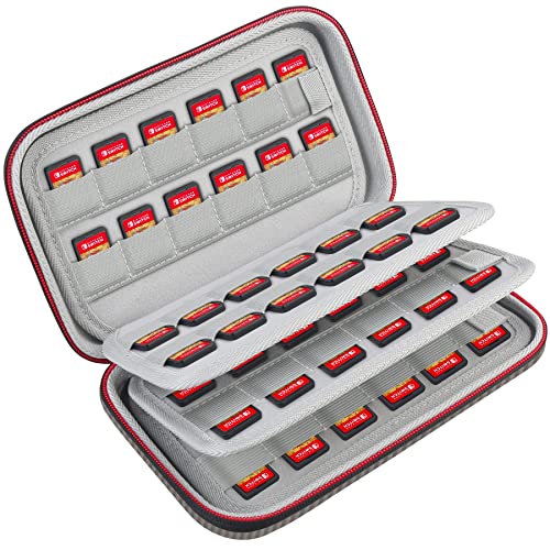BOVKE 96 Game Card Storage Case for Nintendo Switch & Switch OLED Games Cards or PS Vita Games or SD Cards, Portable Switch Game Cartridge Holder Hard Shell Travel Pouch Case Home Safekeeping, Gray