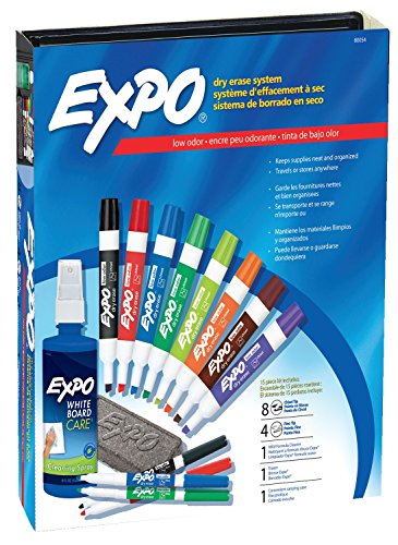 EXPO 80054 Low-Odor Dry Erase Marker Eraser & Cleaner Chisel/Fine 12/Set