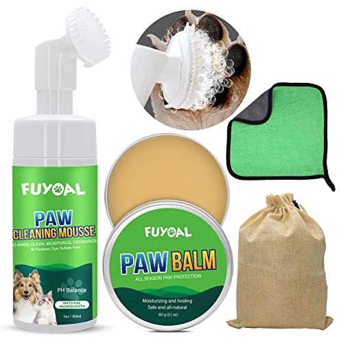 FUYOAL Dog Paw Cleaner,Dog Paw Balm,Natural Sulfate Free Dog Paw Protector for Large Medium Small XL Breed w/Moisturizer for Cat Hot Pavement Treatment,No-Rinse Foaming Cleanser Washer Pet Foot Care