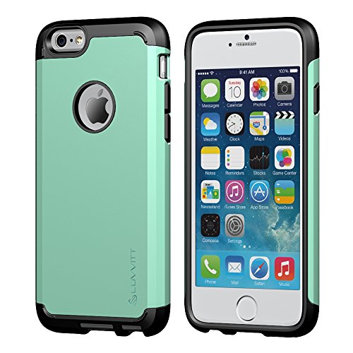 iPhone 6s Plus Case, LUVVITT [Ultra Armor] Shock Absorbing Case Best Heavy Duty Dual Layer Tough Cover for iPhone 6/6s Plus Black/Teal Mint Green