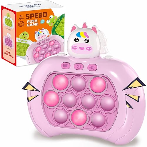 Quick Push Pop Game It Fidget Toys Pro for Kids Adults, Handheld Game Fast Puzzle Game Machine, Push Bubble Stress Toy, Relief Party Favors, (Pink)