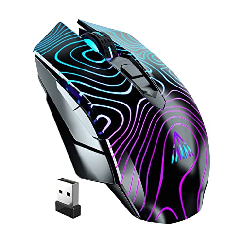 SOLAKAKA SM10 RGB Wireless Gaming Mouse with Tri-Modes (BT5.0+BT5.0+2.4GHZ),Rechargeable Bluetooth Wireless Mouse for Laptop/PC/Windows/Mac,Black
