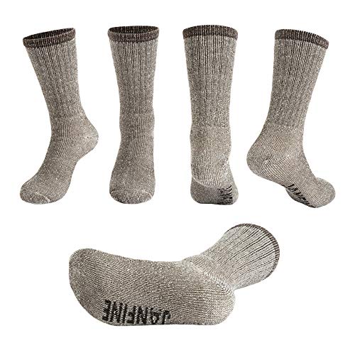 JANFINE Merino Wool Hiking Socks Thermal Warm Cushion Boot Socks for Men & Women（（Brown(2 pairs),US Size 9-13）