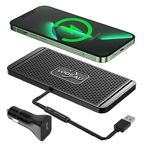 Wireless Charger,LOOSAU Wireless car Charger Charging pad 15w Non Slip FastCharger for car Wireless Phone Charger for Android for iPhone 11/12/13/14 Pro Max Xs,Samsung Galaxy S20, S10+ Note 9，LG