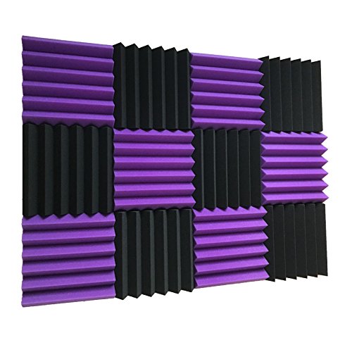 Xinglong 12 Pack Wedge Purple/Black Acoustic Soundproofing Studio Foam Tiles 2'x12'x12'