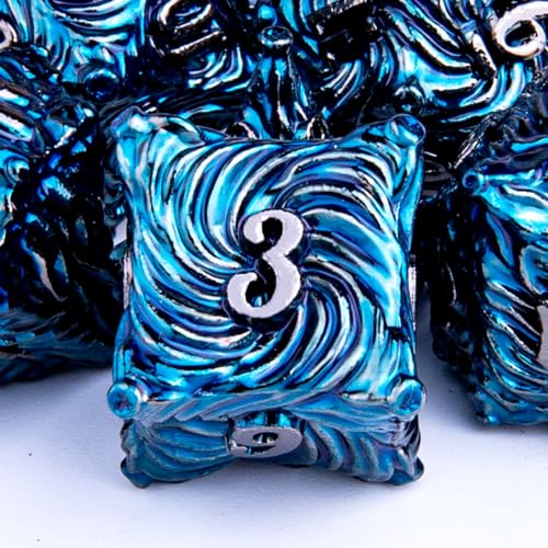 Joylord Metal Dice Set for Dungeons and Dragons Vortex Design D&D Dice Handmade Polyhedral Dice RPG D and D Role Playing Games Dice D20 D12 D10 D8 D6 D4